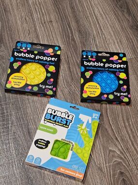 Pop It Collection Fidget Toy - Yellow, Blue, Neon Green 3 pcs